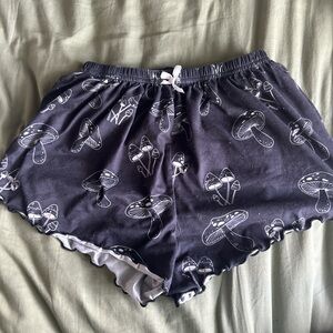 Black and white mushroom print pajamas shorts. Size Small